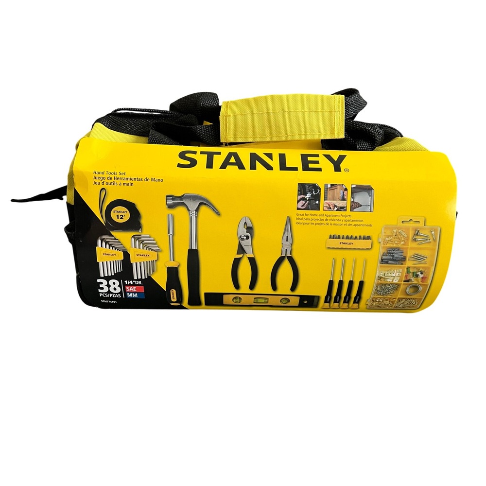 Stanley 38 Piece Mixed Hand Tool Set with Soft Tool Bag STMT74101 Yellow Black